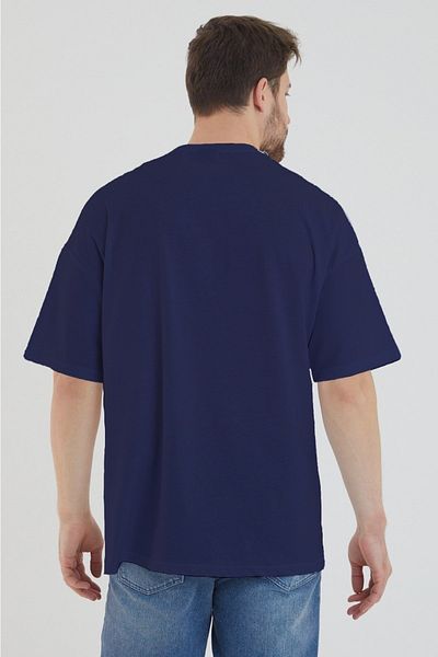 DEEPSENCE Ανδρικό μπλουζάκι Oversize απλό βαμβακερό ύφασμα Navy Blue Χρώμα