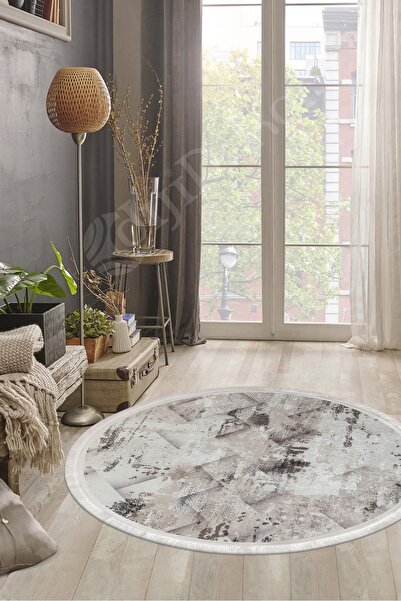 Dijidekor سجادة حمام قابلة للغسل بسجادة مستديرة رقمية باللون البيج K1280 مقاس...