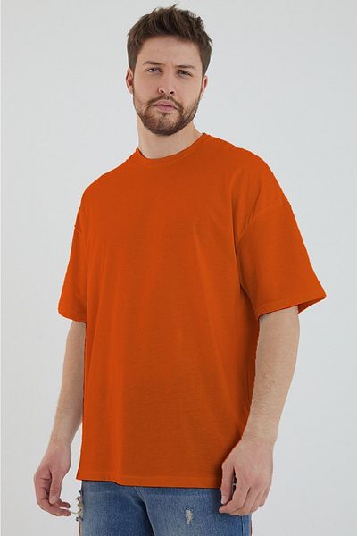 DEEPSENCE Orange Colored Men's Oversize Cotton T-shirt