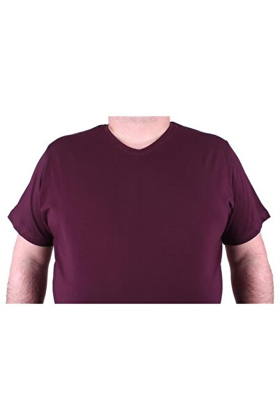 Starbattal Men's Large Size Lycra Basic V-Neck T-Shirt 11170 Murdum
