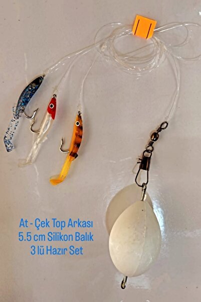 hobim At - Çek Top Arkası 5,5 Cm Silikon Balık 3 Lü Hazır Set