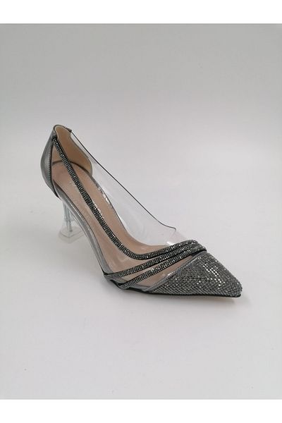 SOLMAZ Stiletto cu toc din piatră transparentă Kyle Platinum