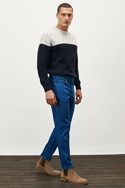 AC&Co / Altınyıldız Classics Ανδρικό μπλε Comfort Fit Relaxed Cut 5 Pocket St...