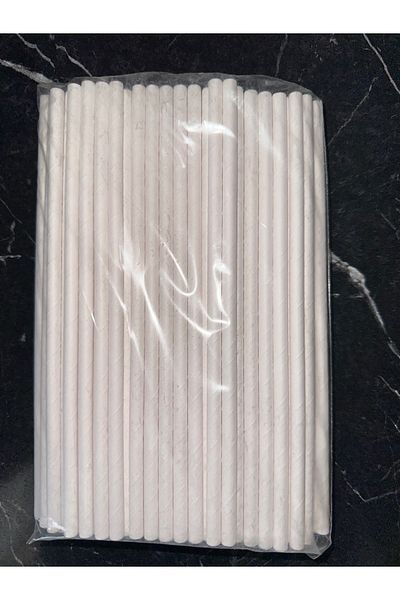 Pars Paper Straws White 100 Pieces 8 Mm*24 Cm- Nature Friendly Recyclable Paper Straws