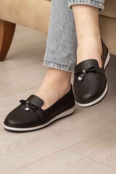 Ewen Tomm Pantofi de balerină din piatră perforată pentru femei ortopedici Daily Soft