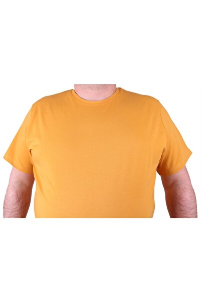 MocGrande Men's Large Size Lycra T-Shirt - Crew Neck, Mustard 11160