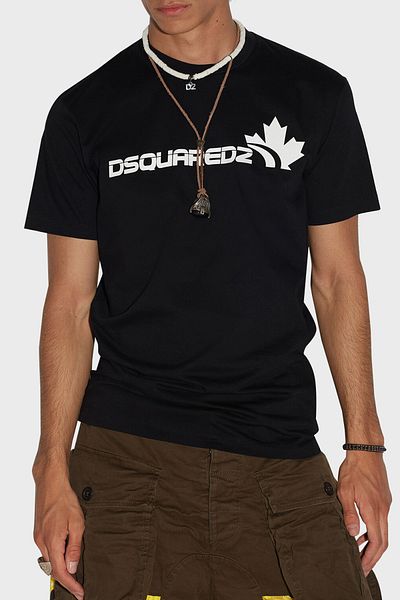 DSquared2 Printed Crew Neck Cotton Regular Fit T Shirt Men's T Shirt S71gd1278 S23009 900