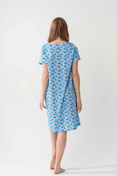VİENETTA Cămașă de noapte albastră cu mânecă scurtă pentru femei 2c0t1n567
