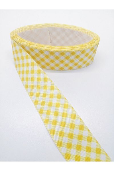 GELD Yellow Checkered Grosgrain Ribbon 4 cm 2 Meters – Ribbon