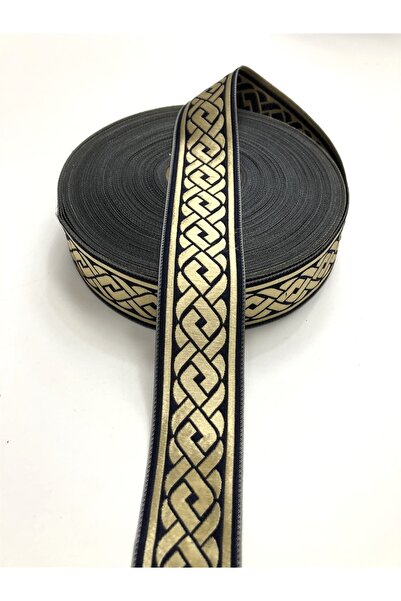 GELD Lacivert Simli Desenli Kurdele 3,5 Cm – Kurdele