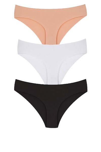Vanilya Secret Γυναικεία πολύχρωμα εσώρουχα χαμηλής μέσης χωρίς ραφές κοπής με λέιζερ 3 πακέτο