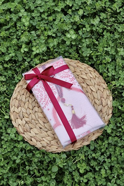 Bilenler طقم سجادة صلاة قطنية هدية S1004 أحمر