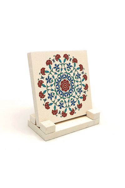 Sadrazam Ottoman Tile Pattern Printed Natural Stone Tabletop