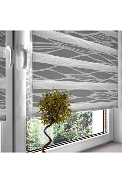 Turuncu Dizayn Td Trend Baskılı Zebra Stor Perde Bej Balık Sürüsü Geometrik