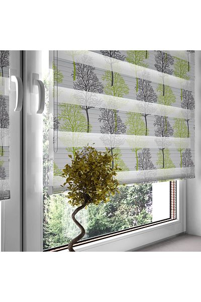 Turuncu Dizayn Gray Mysterious Forest Patterned Digital Printed Zebra Roller Blinds for Bedroom and Kitchen