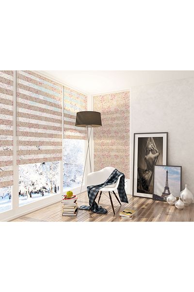 Turuncu Dizayn Red Vegetation Patterned Digital Printed Zebra Roller Blinds for Bedroom and Kitchen