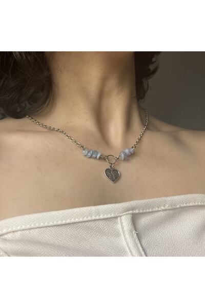 Lullaby Kalsedeon Fairycore Y2k Goth Hediyelik Tasarım Doğal Taş Kolye