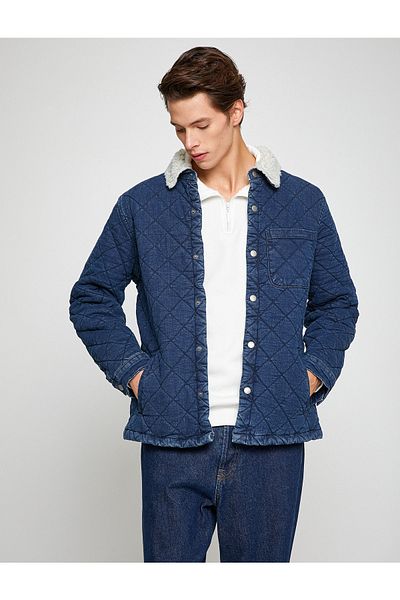 Koton Basic Jacket Wide Collar Button Detailed Pocket