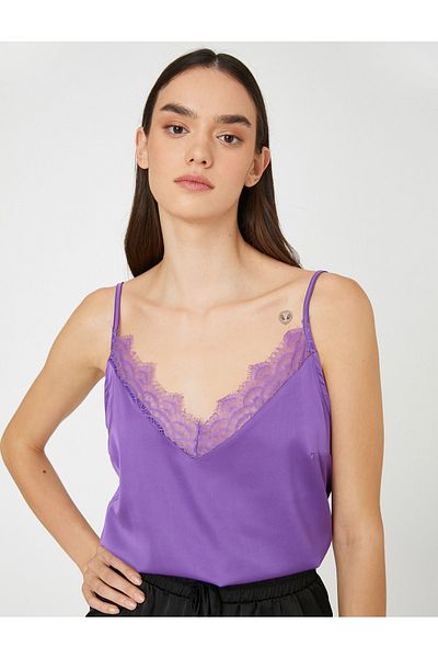 Koton Top cu pijama din satin Cameră de corp Bretele subțiri Dantela