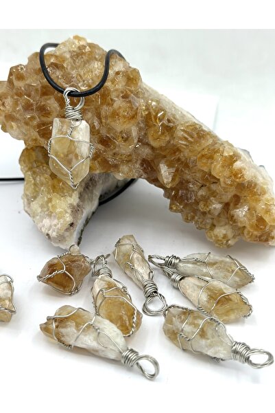 GÜMÜŞ TAŞ EVİ قلادة سيترين (ملمس طبيعي)