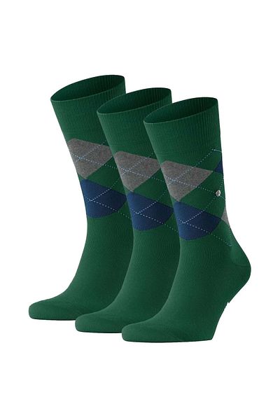 Burlington 3-teiliges Herren-Socken-Set – King, Baumwolle, Rautenmuster, Logoamblem