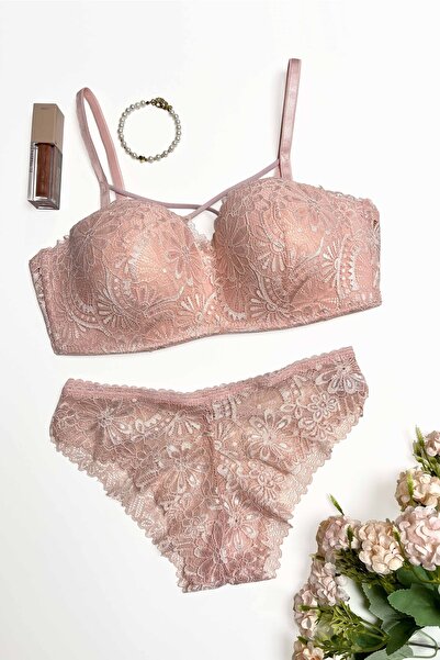 ZICCHO Set de sutien Lotus cu sârmă, cu detaliu din dantelă pudrată