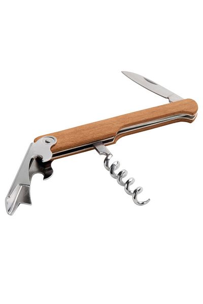 Binbirreyon Steel Corkscrew Wood Coated Bartender Corkscrew 3 Functions Ra164