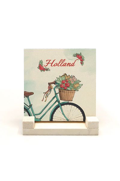 Sadrazam Dutch Bicycle Image Printed Natural Stone Tabletop