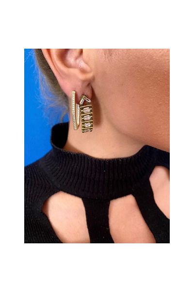 Juju Bronze Rhombus Earrings With Stones