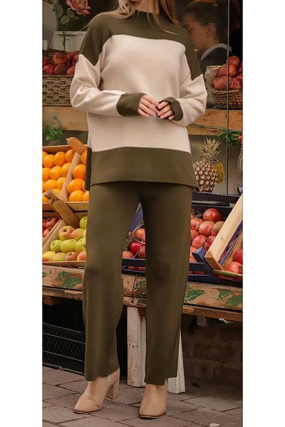 MAXXANA Colorful Knitwear Sweater and Trousers Set
