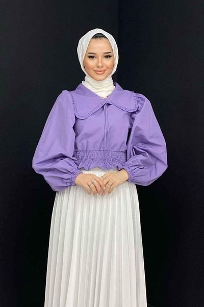 Trend Promosyon Fusta plisata cu aspect piele, Fusta lucioasa de zi speciala, Fusta Hijab