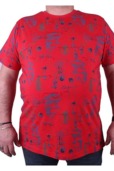 Starbattal Plus Size Crew Neck T-Shirt Compass Holiday 23151 Red