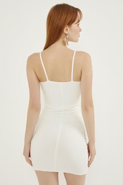 MEECY Γυναικείο φόρεμα Dilber με λουράκι από λευκό σχοινί