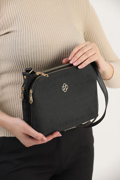 bibags Γυναικεία τσάντα ώμου με ρυθμιζόμενο λουράκι ώμου με μαύρο σχέδιο τριώ...