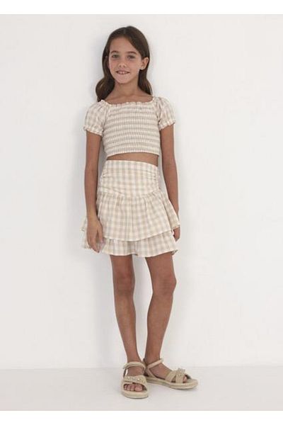MAYORAL Girl's Beige Skirt Plaid