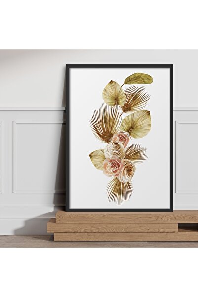 HOMEPACK لوحة رسم ورود الخريف بإطار واحد مقاس 30 × 40 سم 40 × 60 سم إطار خشبي...
