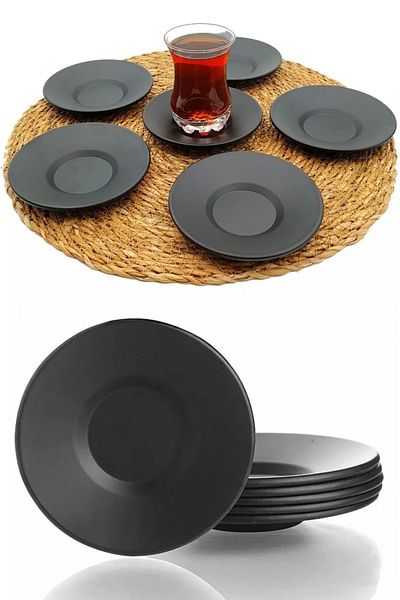NEWSTORE HOME Matte Black Luxury Metal 6-Piece Tea Plate