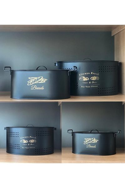 Bayev Black 2-Piece Metal Kitchen Set - Metal Potato Stove with Metal Bread Basket Compartments 6 Lt
