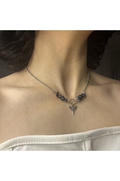 Lullaby Obsidyen Fairycore Y2k Goth Tasarım Doğal Taş Kolye