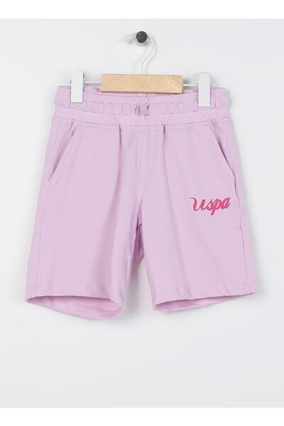 U.S. Polo Assn. Pantaloni scurți pentru fete standard roz cu talie legată septembrie-ıy23