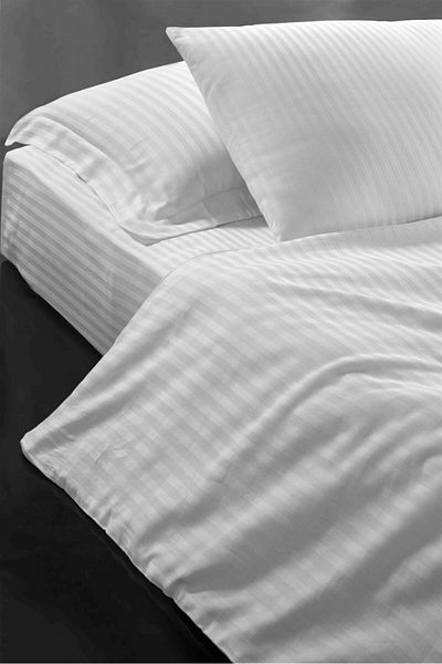 MEŞELİ TEKSTİL Double Hotel Bed Sheet Striped Polyester Satin 240x280