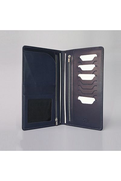 BON CARNET Acar Keops Elastic Δερμάτινο Ταξιδιωτικό Πορτοφόλι 13,6*24 cm Navy Blue