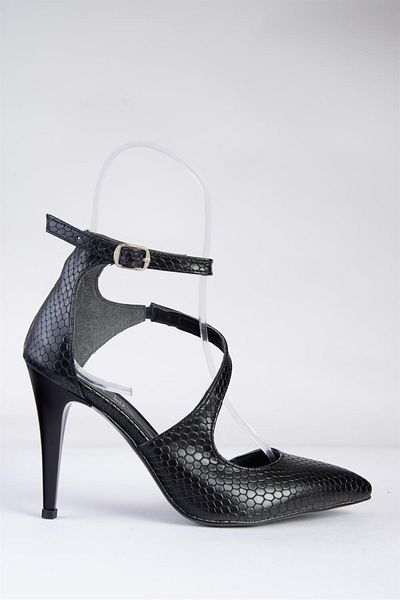Fox Shoes Pantofi cu toc cu imprimeu șarpe negre de damă