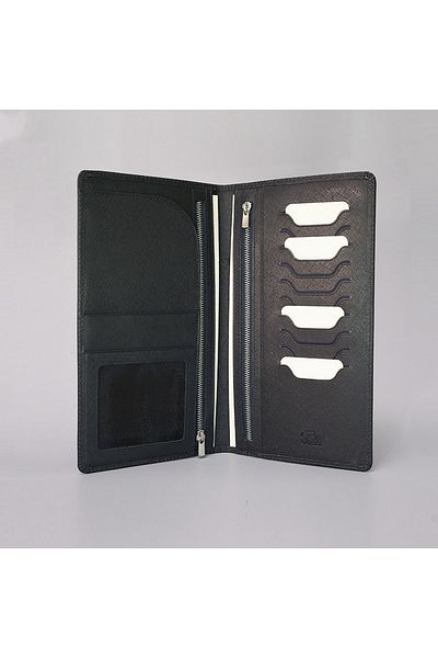 BON CARNET Δερμάτινο πορτοφόλι ταξιδιού Navy Blue Textured - Acar Keops, 13,6*24 cm