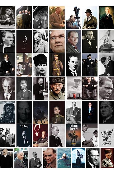 Postifull Σετ αφίσας Atatürk Gazi Mustafa Kemal - 50 τεμάχια 10*15 cm κολάζ, κουτί δώρου μπάντας