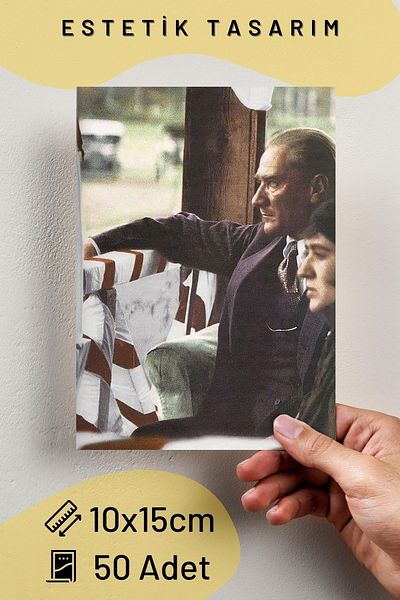 Postifull Σετ αφίσας Atatürk Gazi Mustafa Kemal - 50 τεμάχια 10*15 cm κολάζ, κουτί δώρου μπάντας