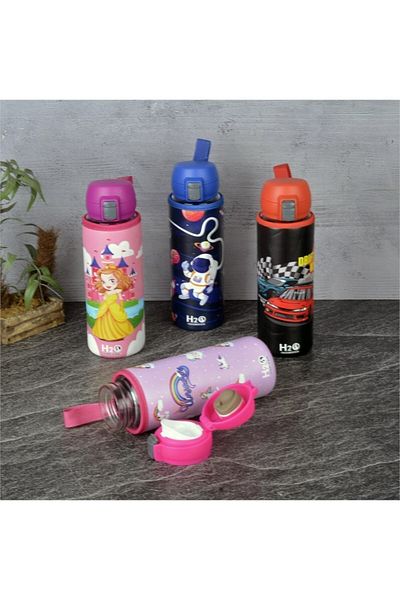 Melek kırtasiye Patterned Glass Water Bottle with Leather Case 500 ml