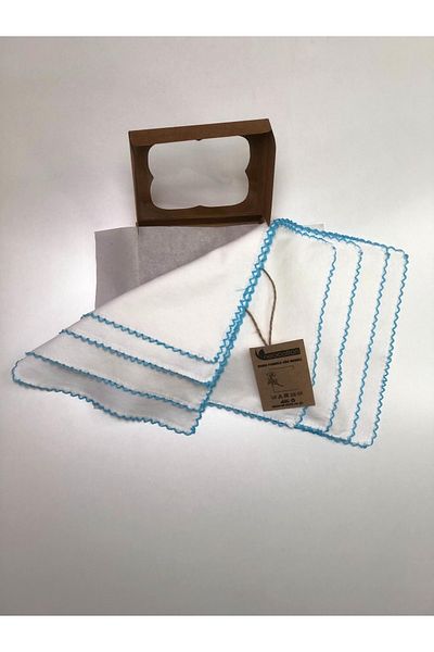 neocotton Șervețele pentru bebeluși 100% bumbac strat dublu brodat cu croșetat (4 bucăți 22x30 cm)