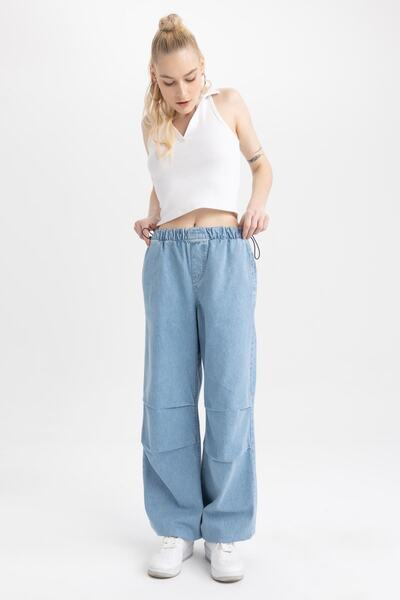 DeFacto Jogger High Waist Parachute Jean 100% Cotton Trousers