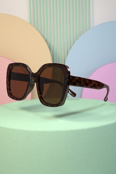 Polo55 Oversize Large Size Leopard Square Women's Sunglasses